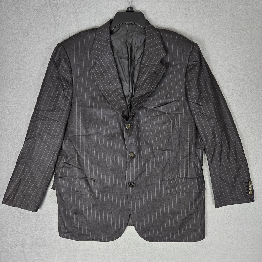Kiton Blazer Mens 46‎ R Russo Capri Charcoal Gray Pinstripe 100% Wool Italian